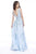 Shail K - 12220 Plunging V-Neck Sequin Embellished A-Line Gown In Blue