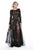 Shail K - 12222 Sequined Illusion Long Sleeve A-Line Gown In Black