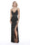 Shail K - 12224 Plunging Sequined High Slit Sheath Gown In Black