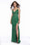 Shail K - 12224 Plunging Sequined High Slit Sheath Gown In Green