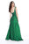 Shail K - 12226 Bead Embellished Pleated A-Line Evening Gown In Green