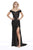 Shail K - 12229 Allover Sequin Off Shoulder High Slit Prom Gown In Black