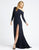 Mac Duggal Evening - 12231D Jewel Cuffed Asymmetrical Long Gown In Blue