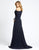 Mac Duggal Evening - 12231D Jewel Cuffed Asymmetrical Long Gown In Blue