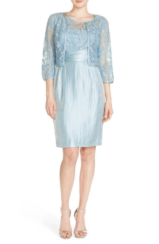 Adrianna Papell - Bateau Neck Viscose Dress with Jacket 11254090 in Blue