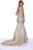 Shail K - 12243 Sparkly Sequin V Neck Mermaid Prom Gown In Neutral