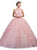 Dancing Queen - 1225 Beaded Lace Illusion Halter Quinceanera Ballgown In Red In Pink