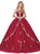 Dancing Queen - Beaded Lace Illusion Halter Quinceanera Ballgown 1225 In Red