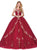 Dancing Queen - 1225 Beaded Lace Illusion Halter Quinceanera Ballgown In Red
