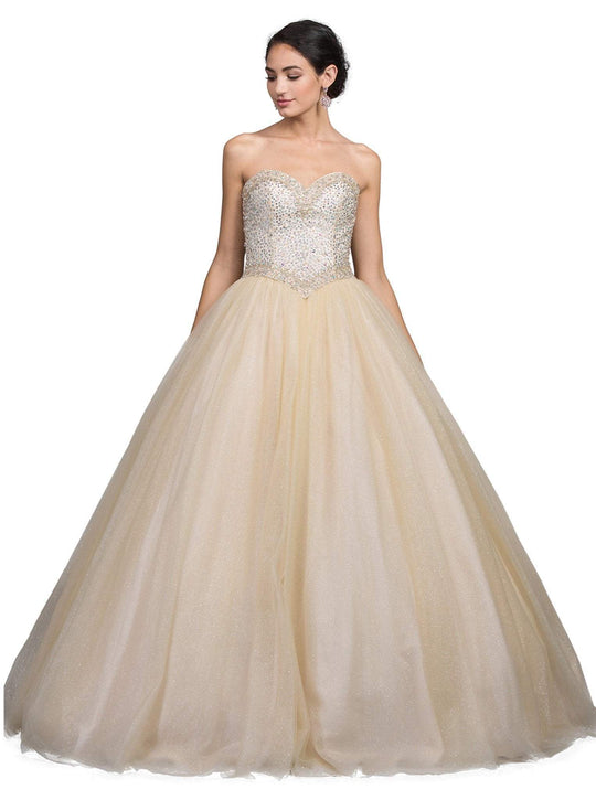 Dancing Queen - 1226 Strapless Bejeweled Sweetheart Quinceanera Ballgown