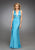 La Femme - 12262 Halter Style with Racer Back Embellished Evening Gown In Blue