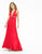 La Femme - 12262 Halter Style with Racer Back Embellished Evening Gown In Red