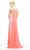 La Femme - 12262 Halter Style with Racer Back Embellished Evening Gown In Orange