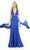 La Femme - 12262 Halter Style with Racer Back Embellished Evening Gown In Blue