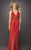 La Femme - Halter Gown with Plunging Neck and Crisscross Back 12298 In Red