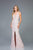 Scala - 48984 Sequined Deep V-neck Sheath Dress In Pink