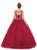 Dancing Queen - 1230 Embellished Cap Sleeve Illusion Bateau Quinceanera Ballgown in Red