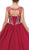 Dancing Queen - 1230 Embellished Cap Sleeve Illusion Bateau Quinceanera Ballgown in Red