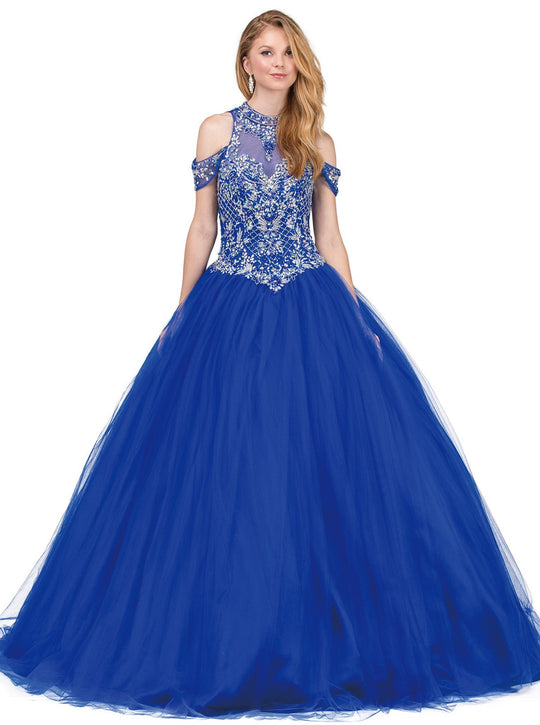 Bejeweled High Neck Quinceanera Ballgown - ADASA