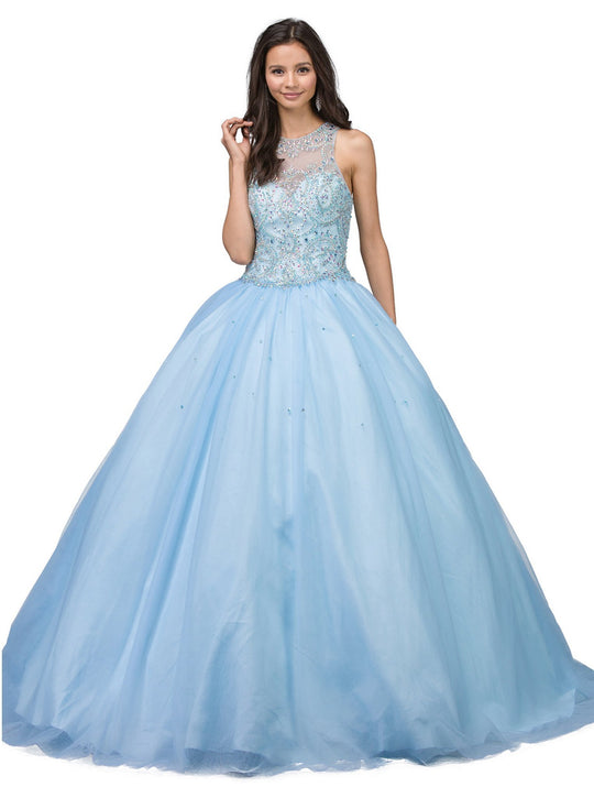 Dancing Queen - 1239 Crystal Beaded Halter Quinceanera Ballgown
