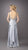 La Femme - Ruched V-neck Long A-line Dress 12396 in Silver