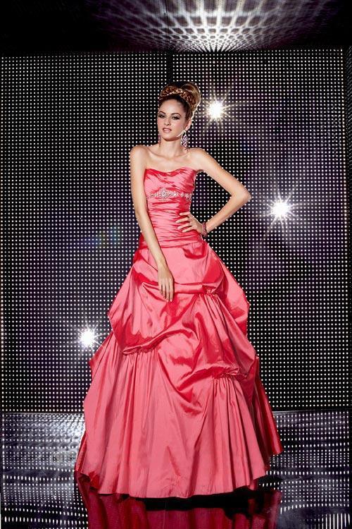 Studio 17 - 12422 Strapless Asymmetrically Tiered Ballgown In Pink