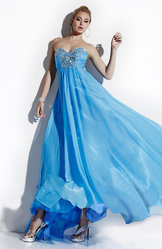 Studio 17 - Strapless Sparkling Sweetheart Empire Long Gown 12508 In Blue