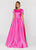 Ashley Lauren - 1252 Fitted Short Sleeves Pleated Ballgown in Pink