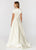 Ashley Lauren - 1252 Fitted Short Sleeves Pleated Ballgown in White