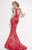 Studio 17 - 12540 Embroidered Lace Mermaid Dress In Red and Neutral