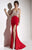 Studio 17 - 12541 Embellished V-Neck Sheath Dress in Red and Neutral