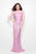 Primavera Couture - 1254 Sequined Scoop Neck Fitted Dress In Pink