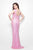 Primavera Couture - 1254 Sequined Scoop Neck Fitted Dress In Pink