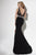 Studio 17 - 12550 Embellished Deep V-neck Trumpet Dress in Black and Neutral