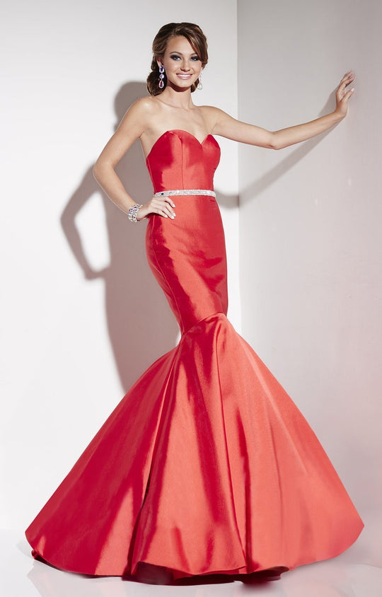 Studio 17 - 12556 Bead Embellished Sweetheart Mermaid Dress in Red