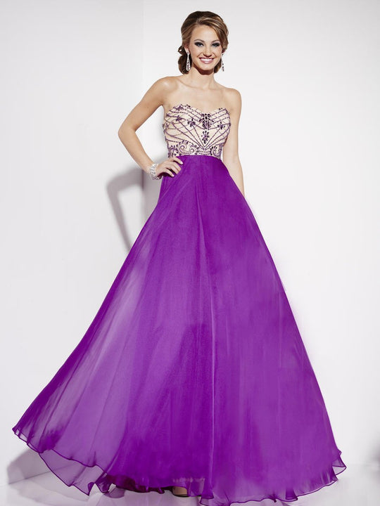 Studio 17 - 12562 Bedazzled Sweetheart A-line Dress in Purple