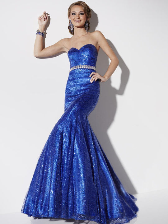 Studio 17 - 12563 Sequined Sweetheart Mermaid Dress in Blue