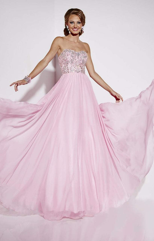 Studio 17 - 12565 Jewel Adorned Strapless Chiffon Gown In Pink