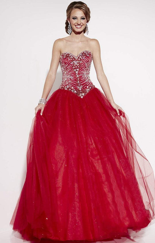 Studio 17 - 12584 Embellished Corset Back Ballgown in Red