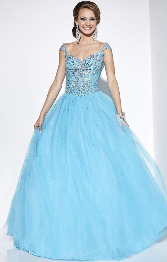 Studio 17 - 12589 Cap Sleeve Starburst Ballgown in Blue