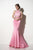 Studio 17 - Lace Halter Top  and Satin Trumpet Skirt Evening Gown 12595 In Pink