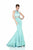 Studio 17 - Lace Halter Top  and Satin Trumpet Skirt Evening Gown 12595 In Pink