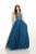 Studio 17 - Bejeweled High Halter Neck Two Tone Chiffon A-line Dress 12597 In Blue