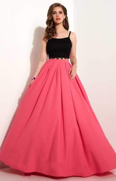 Studio 17 - Lovely Two Piece Long Dress 12598 in Black and Pink