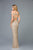 Scala - 48985 Sequined Off-Shoulder Fitted Dress In Neutral