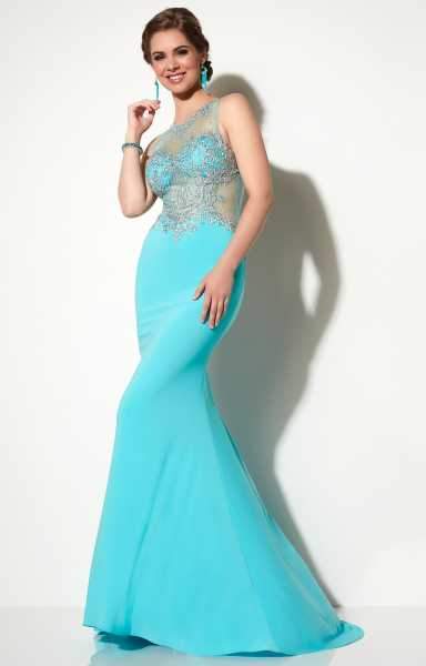 Studio 17 - 12602 Rich Metallic Lace Illusion Trumpet Gown