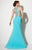 Studio 17 - Rich Metallic Lace Illusion Trumpet Gown 12602 in Blue and Silver