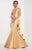 Studio 17 - Luminous Ruffled Panel Mikado Trumpet Gown 12605 in Gold