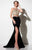 Studio 17 - Two-Piece Embroidered Illusion Halter Neck Jersey Trumpet Gown 12614 in Black and Gold