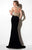 Studio 17 - Two-Piece Embroidered Illusion Halter Neck Jersey Trumpet Gown 12614 in Black and Gold